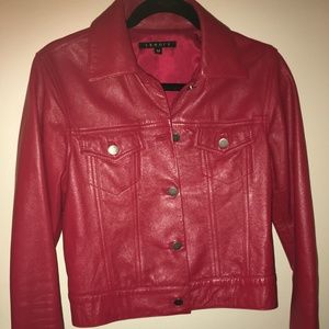 Theory Red Leather Jacket